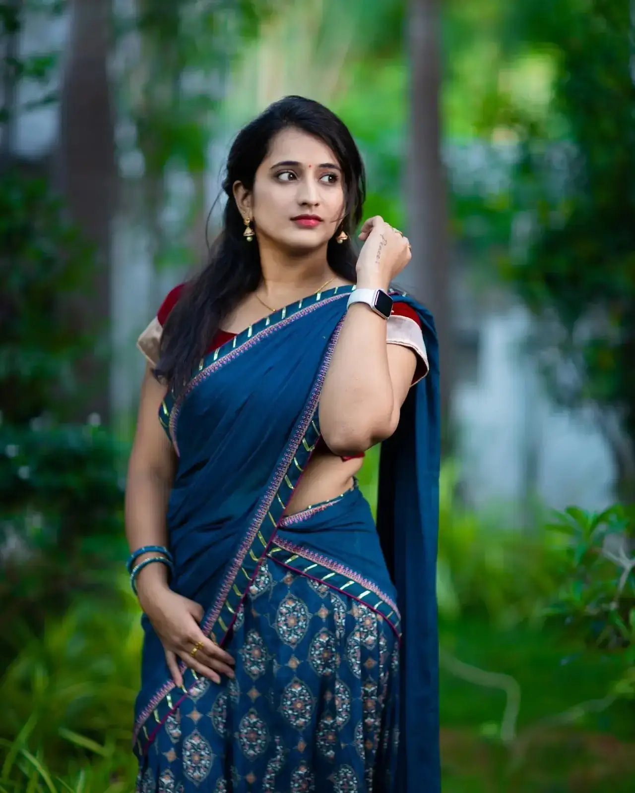 YouTube Film Actress Viraajita in Blue Lehenga Choli